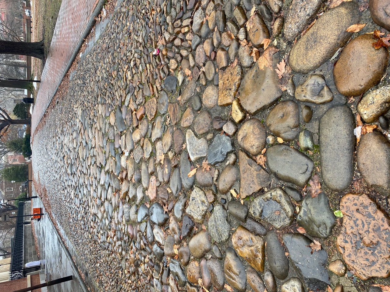 Original cobblestone street near Independence Hall